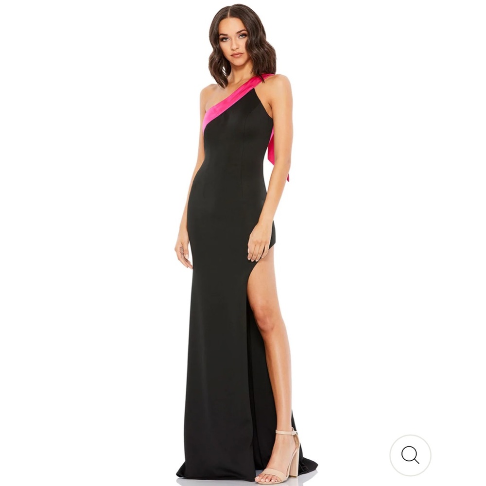 Mac Duggal One Shoulder Bow Gown Prom Dress